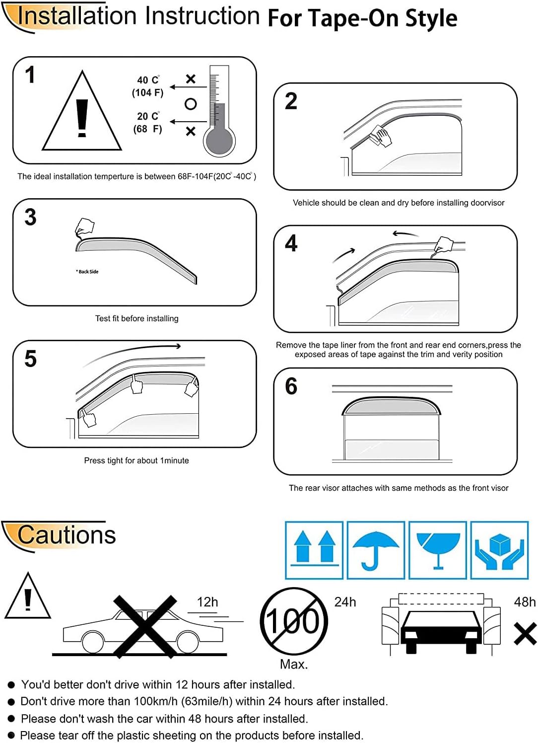 92054 Side Window Wind Vent Deflectors fit for 1997-2006 Jeep Wrangler (TJ) 2-Door,2pcs Outside Mount Style Sun Rain Guards Set,Dark Smoke Nice Looking Window Visor