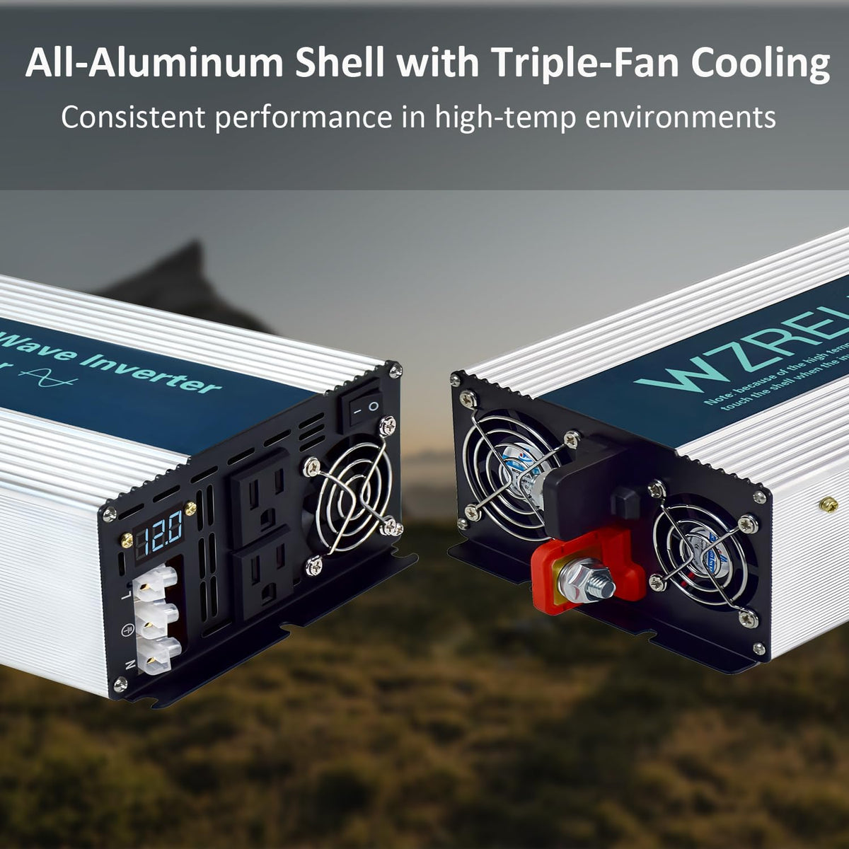 WZRELB 3500W Pure Sine Wave Inverter, Car Power Inverter 24V DC to 110V 120V AC Converter for RV, Truck, Solar, Outdoor with Dual AC Outlets, Hardwire Port, Surge 7000W, LED Display,Off-Grid