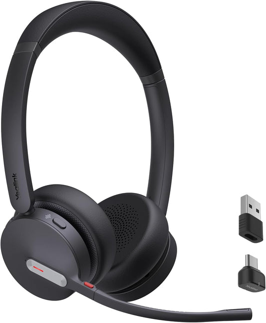 Yealink BH70 UC Wireless Bluetooth Headset with Microphone for Work, up to 35h Talking Battery, Teams UC Compatible Headsets for Computer Mobile, 147g Lightweight Headphone for Open Office 50m Range