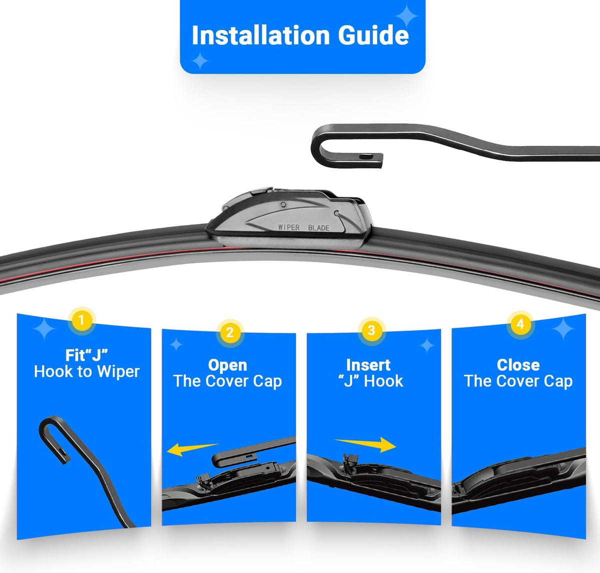 Windshield Wiper Blades Replacement for Hyundai Veloster 2012 2013 2014 2015 2016 2017 Original Factory Quality Front Rear Wipers Blade Set for My Car - 26" 18" 8" (Pack of 3)