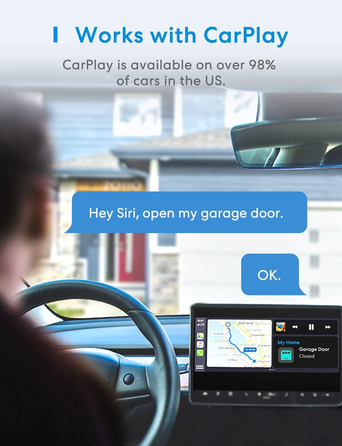 Smart Garage Door Opener Remote with External Antenna, Up to 3 Single Doors, Compatible with Apple HomeKit, Amazon Alexa,SmartThings, Google Assistant