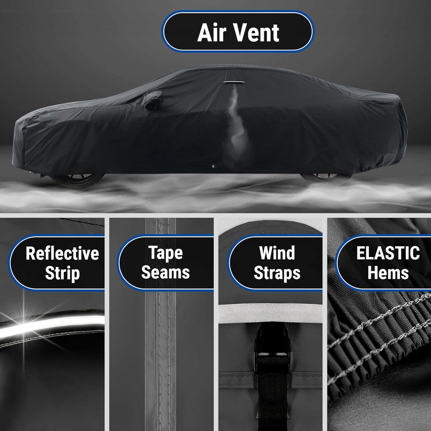 iCarCover Custom Car Cover for Pontiac G8 Sedan (2008-2009) Waterproof All-Weather Rain Snow UV Sun Protector Full Exterior Indoor Outdoor Car Cover (Stripe - Black/Red)