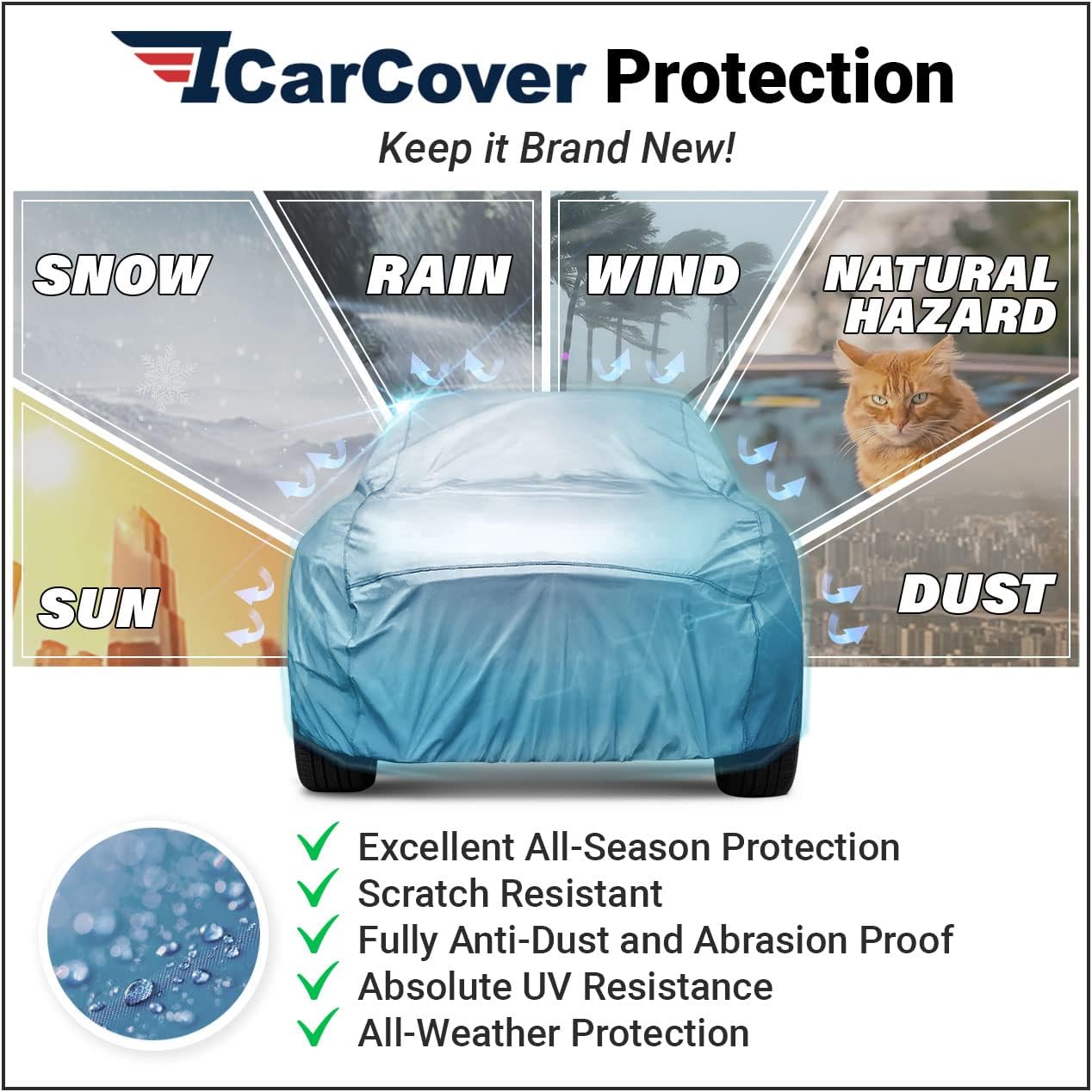 iCarCover Premium Car Cover for 1946-1952 Pontiac Streamliner Heavy Duty Waterproof All-Weather Automobiles Custom Fit Indoor Outdoor UV Snow Protection Covers with Straps and Bag