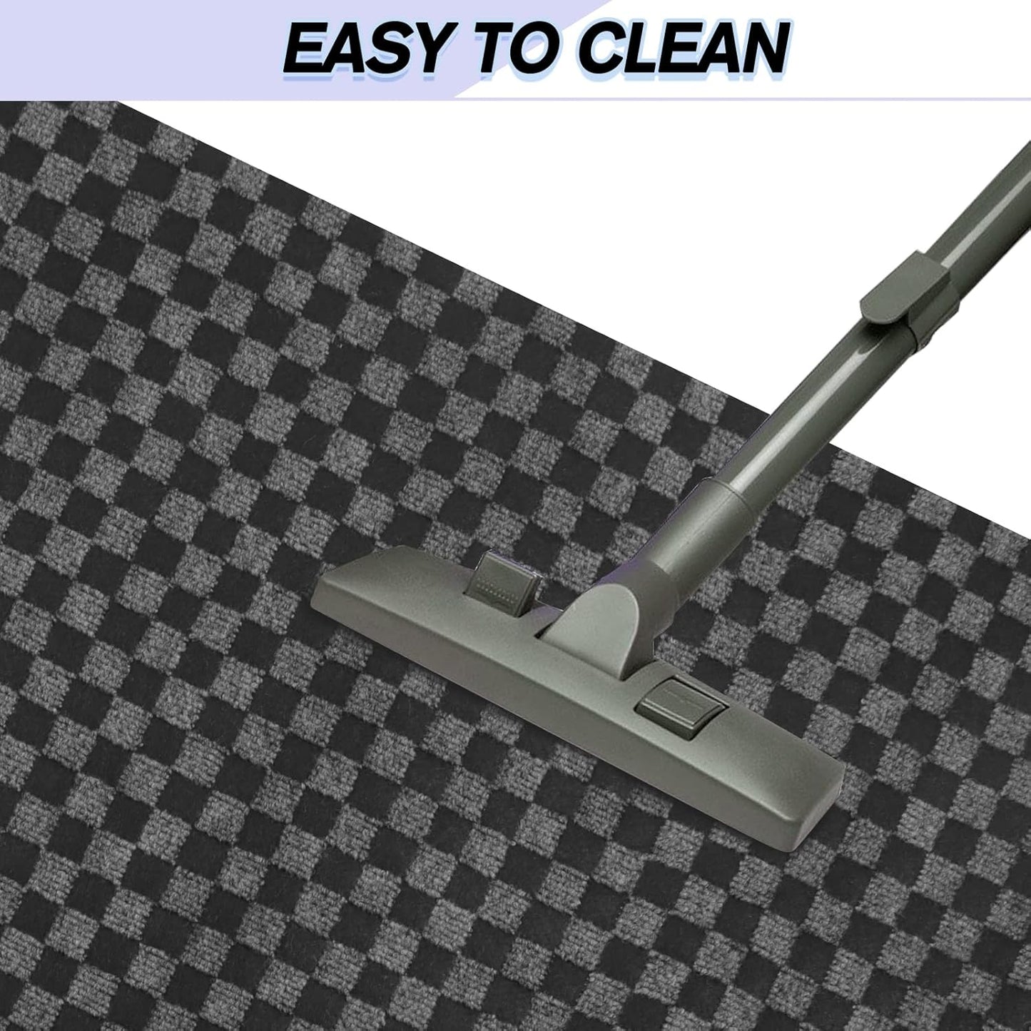 Custom Size Backed Non-Slip Area Rugs Runner, Easy Clean, Waterproof Runner Rugs for Hallway Entryway, Kitchen, Laundry, 3FT x 34FT, Gray Checkered