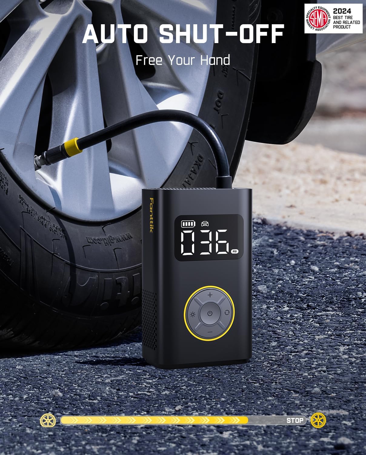 Fanttik X9 Pro Portable Tire Inflator for Compact Car, 1Min Fast Inflate Electric Bike Pump with Digital Tire Pressure Gauge, 150PSI Air Compressor for Electric Bikes, Motorcycle, Ball