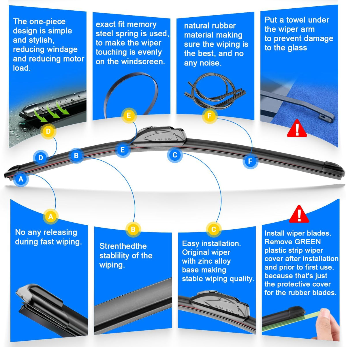 Windshield Wiper Blades Replacement for Hyundai Veloster 2012 2013 2014 2015 2016 2017 Original Factory Quality Front Rear Wipers Blade Set for My Car - 26" 18" 8" (Pack of 3)