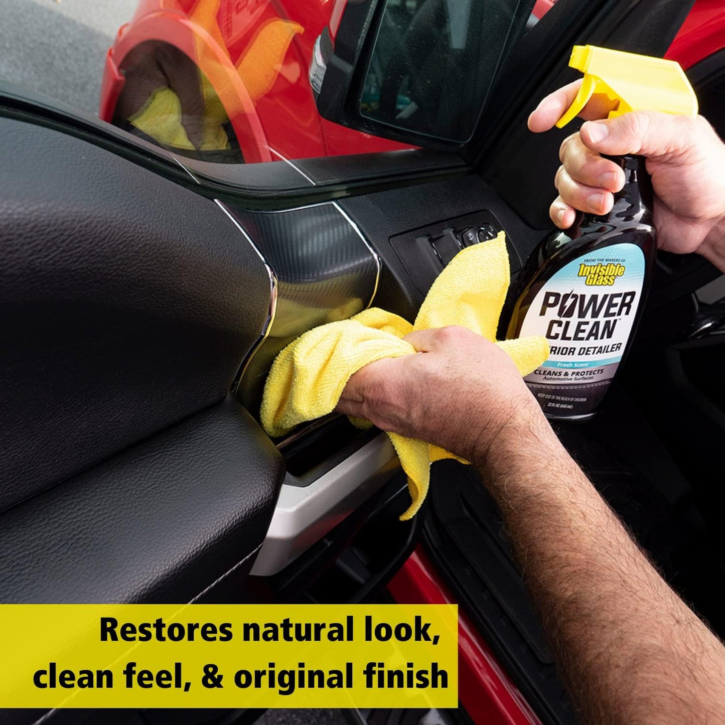 Invisible Glass 92024-3PK 22-Ounce Power Clean Automotive Interior Detailer Cleaner Protectant and Conditioner to Restore Interior Surfaces Prevent Fading, Pack of 3