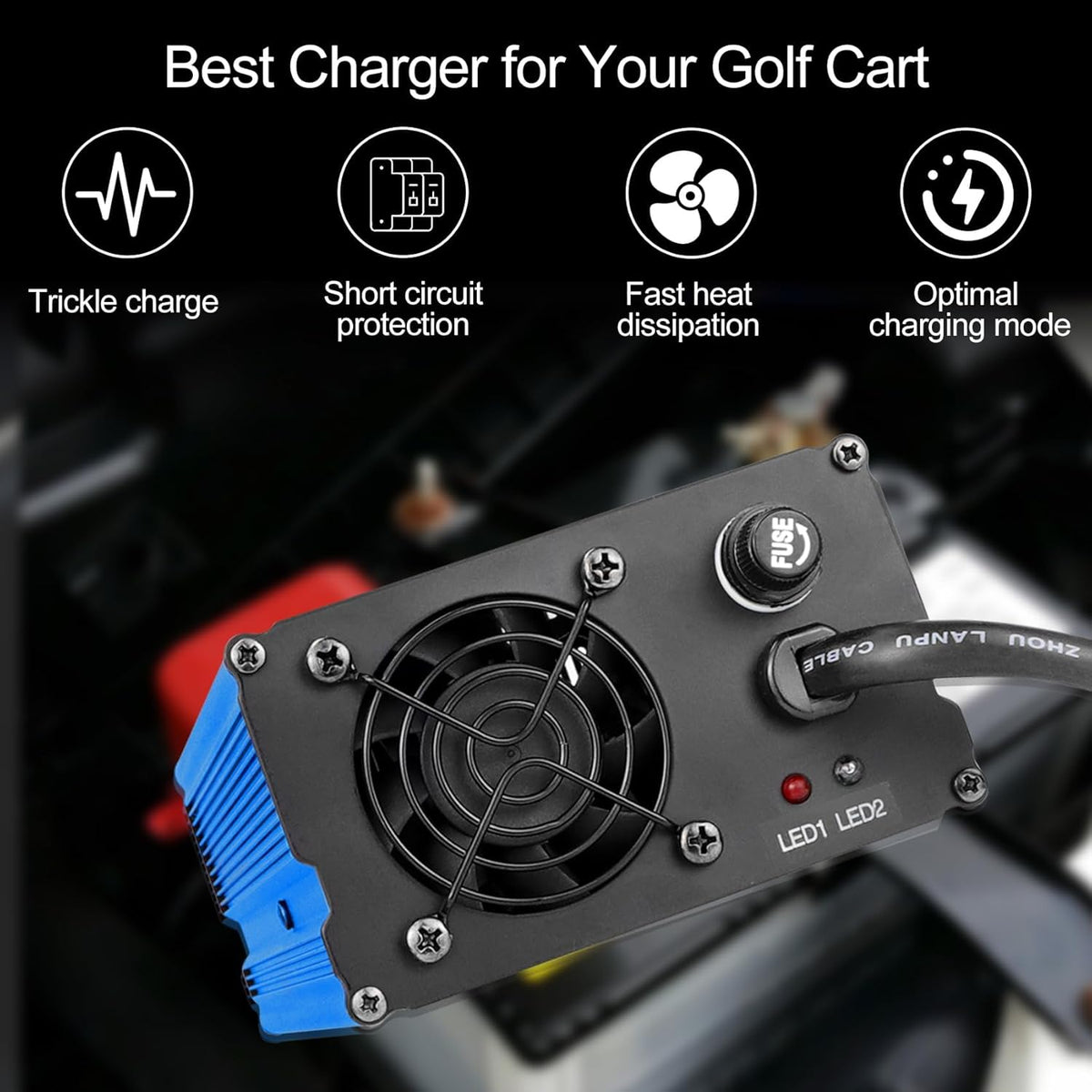 10 Amp 48 Volt Golf Cart Battery Charger for EZGO RXV&TXT,with Trickle Charge,Replace ezgo Charger 48 Volt