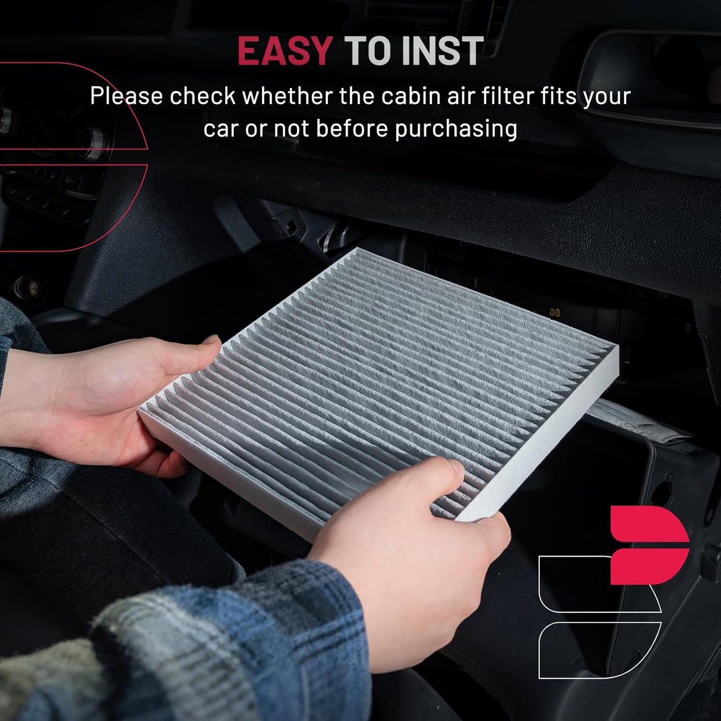BDFHYK Cabin Air Filter with Activated Carbon Compatible with Freightliner Sprinter 2500/3500 2007-2018, Compatible with Mercedes-Benz Sprinter 2500/3500 2010-2018, Replace# CF10436
