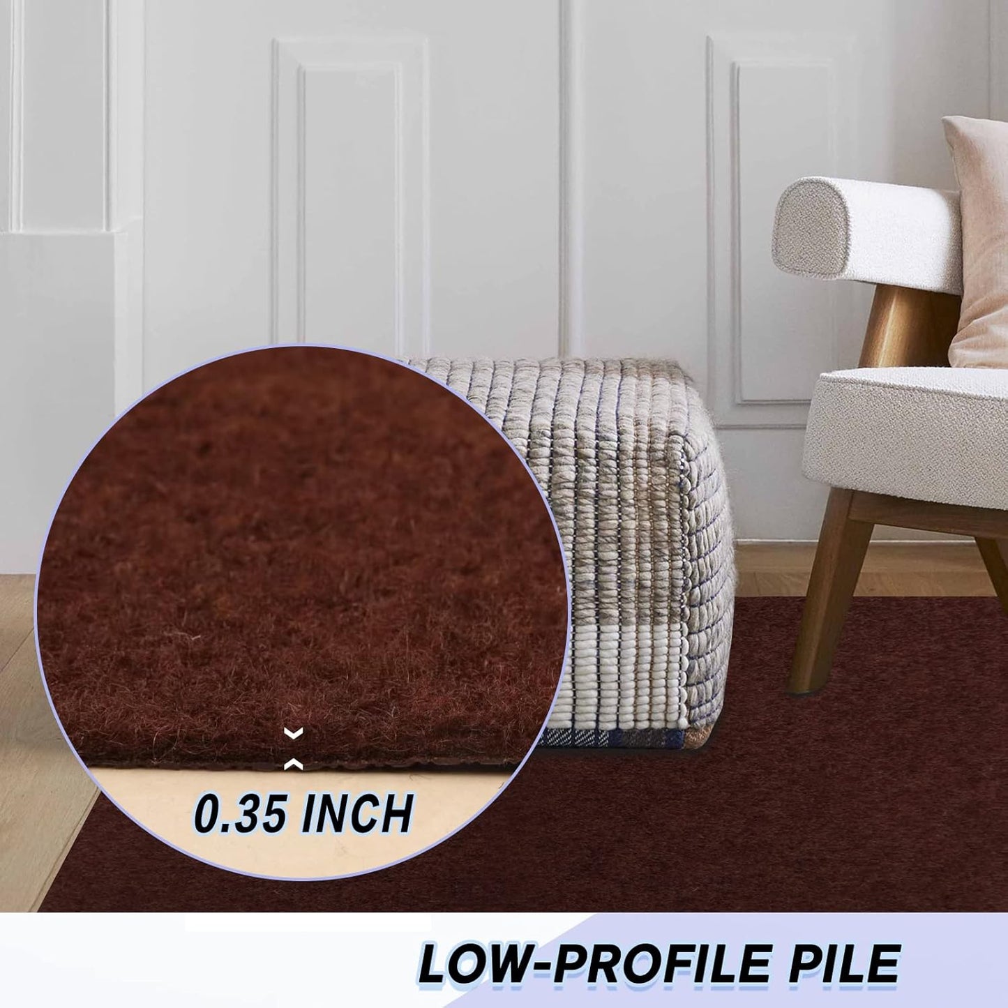 Custom Size Backed Non-Slip Area Rugs Runner, Easy Clean, Waterproof Runner Rugs for Hallway Entryway, Kitchen, Laundry, 3FT x 59FT, Brown