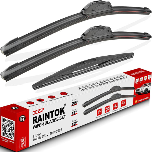 Windshield Wiper Blades Replacement for Honda CRV CR-V 2017 2018 2019 2020 2021 2022 Original Factory Quality Front Rear Wipers Blade Set for My Car - 26" 17" 12" (Pack of 3)