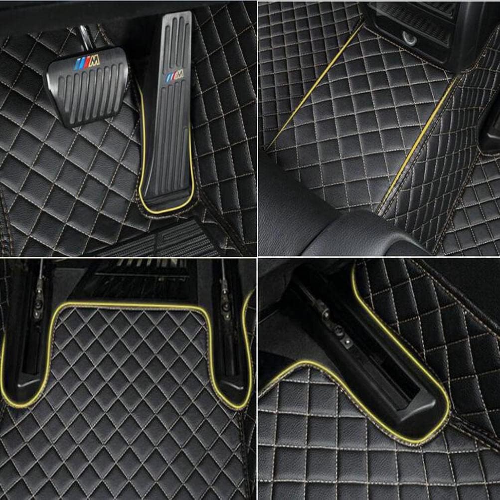TAHALICustom Colors Car Floor Mats Black Pink for 99.9% Sedan SUV Sports， All-Weather Liners Car Floor mat，Luxury Leather Automotive Floor Mats (Black-,3D Floor Mats)