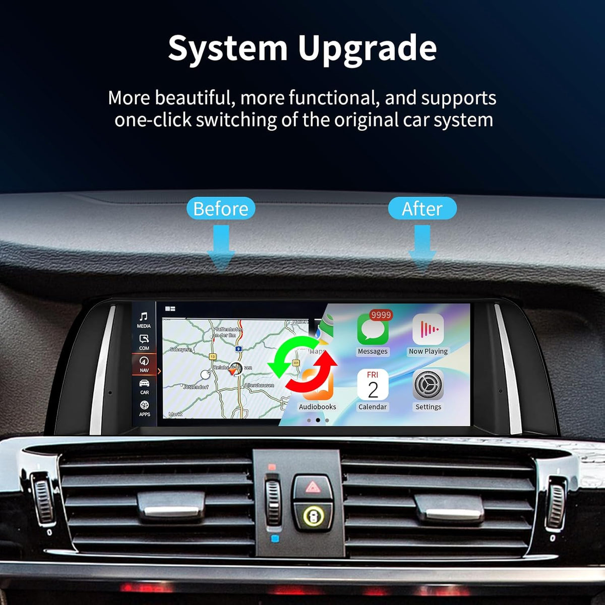 Wireless CarPlay/Android Auto 10.25 Inch Touchscreen for BMW 5 Series F10/F11 (2012-2016) with NBT System, Car Radio Receiver, Multimedia, Bluetooth, Car Stereo