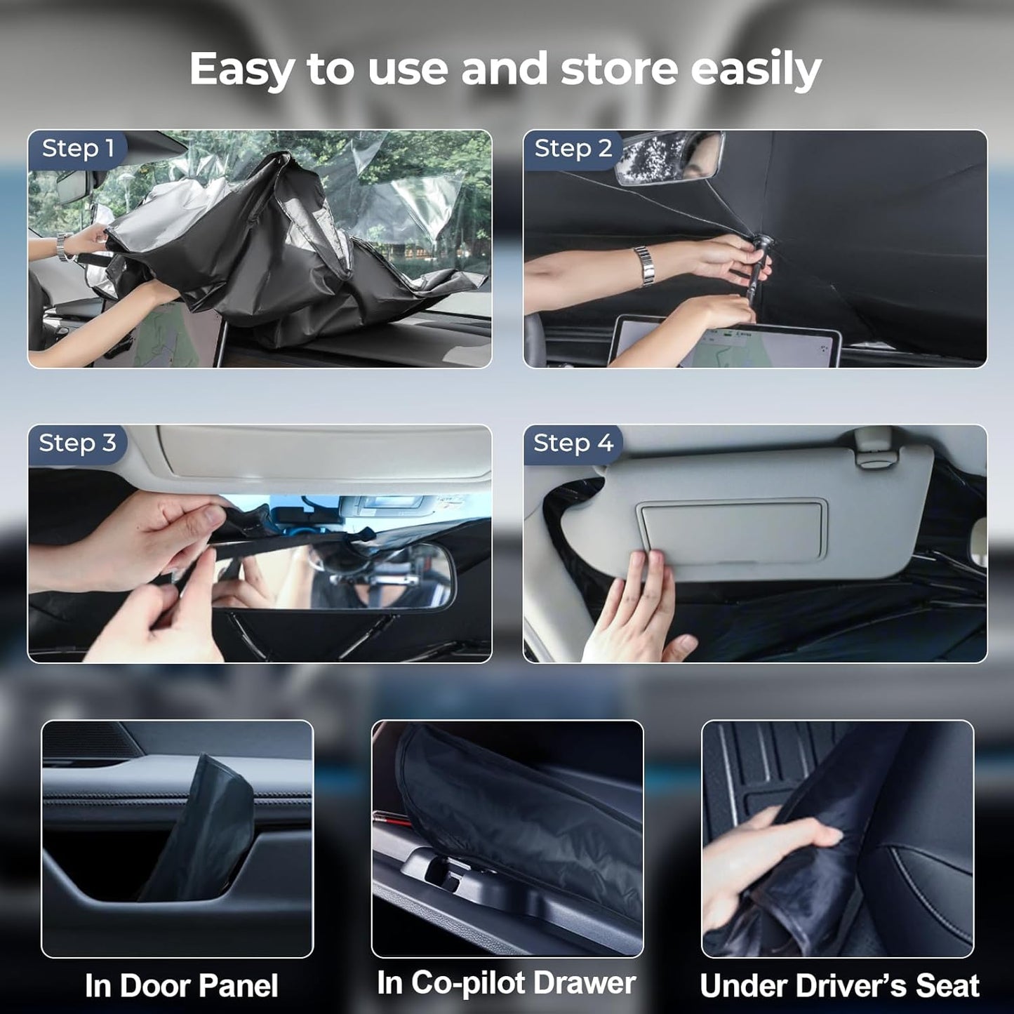 Windshield Sun Shade Umbrella: Custom Fit for 2015-2024 Nissan Murano S/SV/SL/Platinum (Z52) - Double Thickened Foldable Front Window Sunshade, Superior UV & Heat Protection, Keeps Crossover SUV Cool