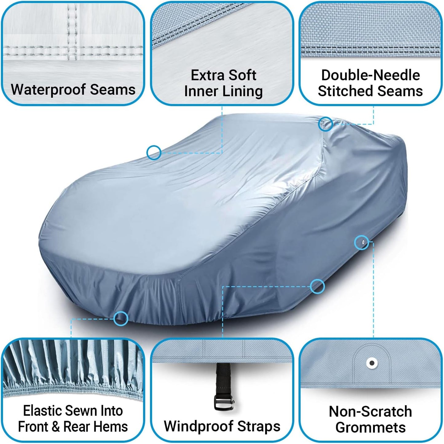 iCarCover Premium Car Cover for 1971-1977 Pontiac Ventura II Heavy Duty Waterproof All-Weather Automobiles Custom Fit Indoor Outdoor UV Snow Protection Covers with Straps and Bag
