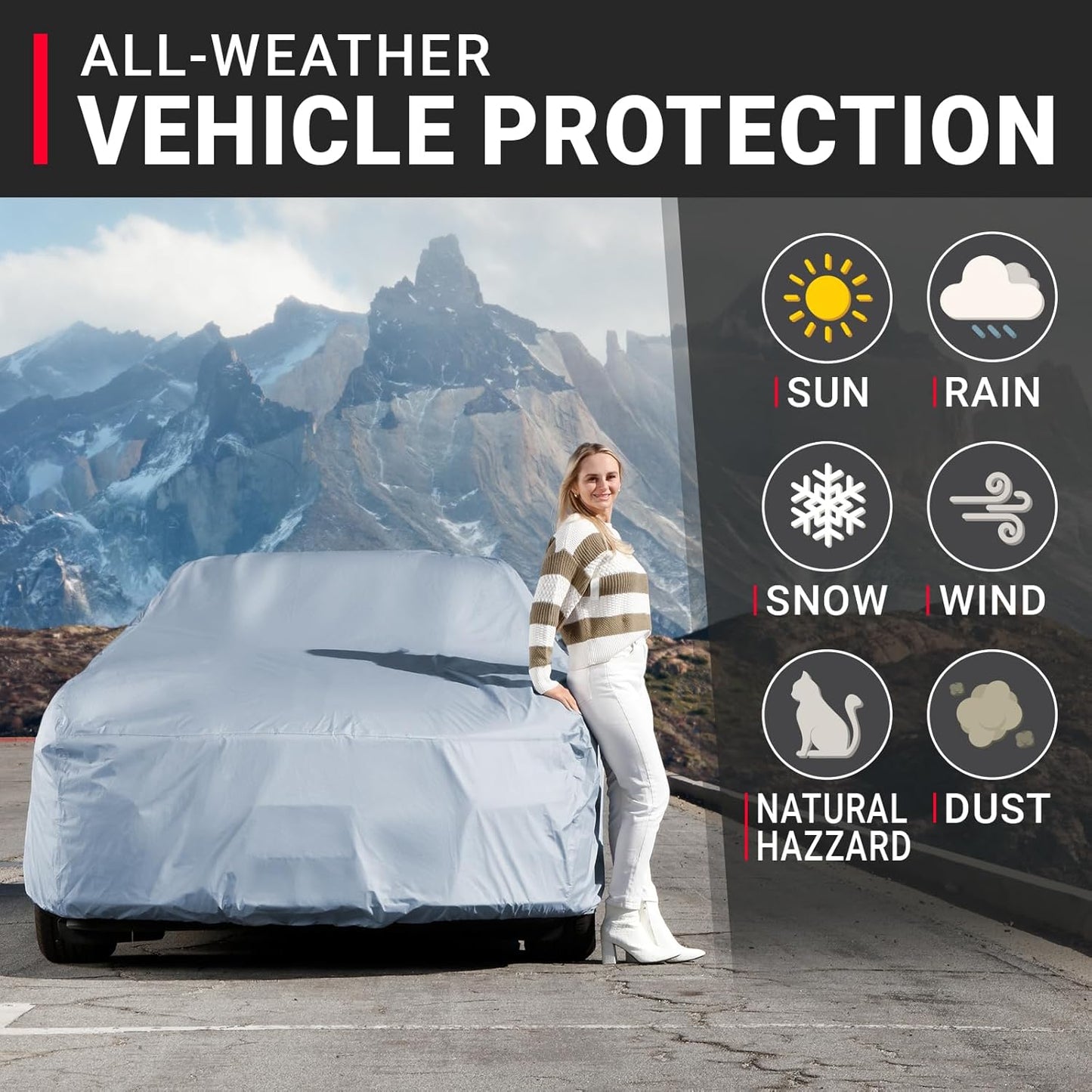 iCarCover Premium Car Cover for 1968-1972 Pontiac GTO Heavy Duty Waterproof All-Weather Automobiles Custom Fit Indoor Outdoor UV Snow Protection Covers with Straps and Bag