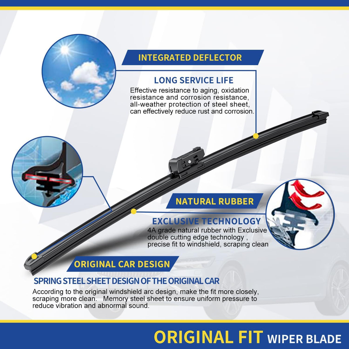 Wipers Factory Replacement For BMW X5 E70 X6 E71 E72 2007-09/2011 Original Equipment Windshield Wiper Blades Set - 24"+20" Side Lock (Set of 2) Not J HOOK