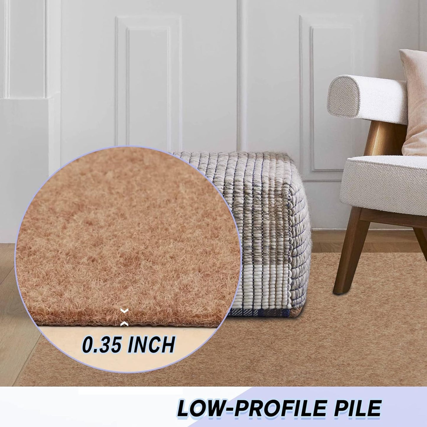 Custom Size Backed Non-Slip Area Rugs Runner, Easy Clean, Waterproof Runner Rugs for Hallway Entryway, Kitchen, Laundry, 3FT x 9FT, Beige