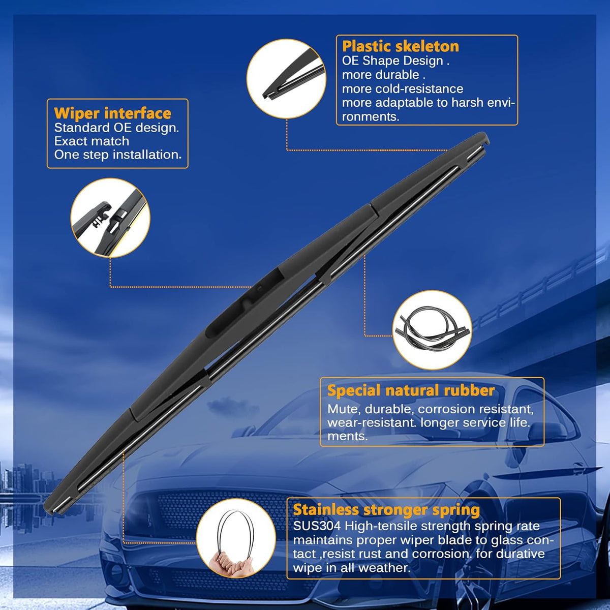 Windshield Wiper Blades Replacement for Acura MDX 2014 2015 2016 2017 2018 2019 2020 Original Factory Quality Front Rear Wipers Blade Set for Car - 26" 20" 14" (Piece of 3)