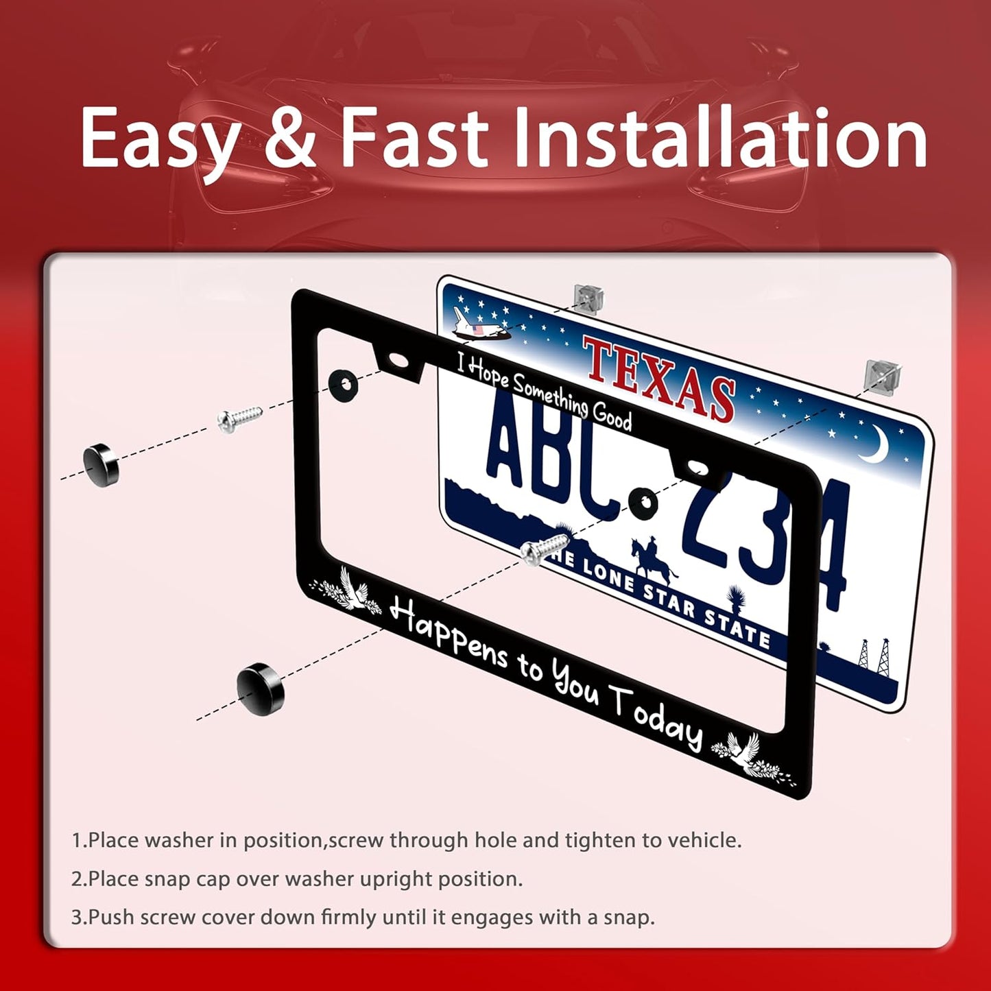 I Hope Something Good Happens to You Today License Plate Frame Lucky License Plate Holder Funny Stainless Steel Accessories Cars Decor with 2 Holes and Screws Fits Standard Us Ca Vehicles 12.2 X 6 in