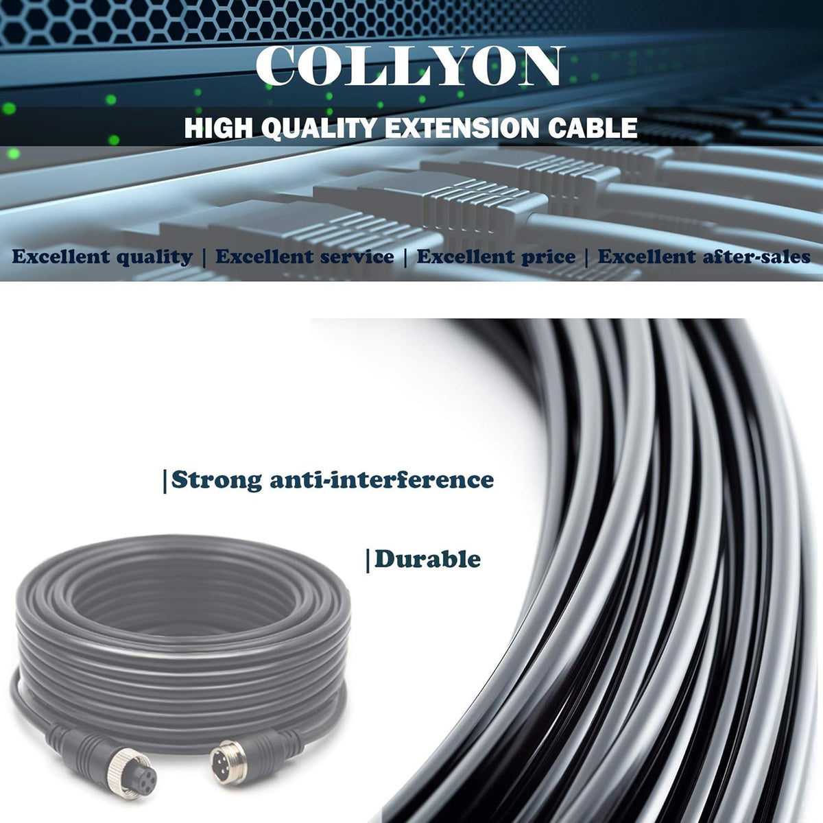(50FT/15m) Car Video Systems,Backup Camera Cable,Backup Camera Extension CableShock Extension， AV Extension CableCCTV Rear View Camera，Car Video Extension Cable，Car Backup Monitoring System