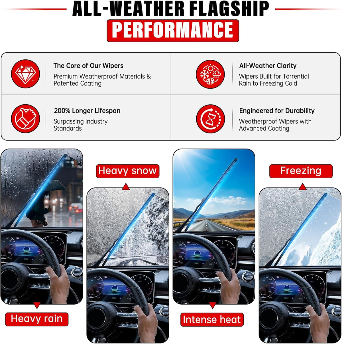 Windshield Wiper Blades Replacement for Buick Enclave 2012 2013 2014 2015 2016 2017 Original Factory Quality Front Rear Wipers Blade Set for My Car - 24" 21" 12" (Pack of 3)