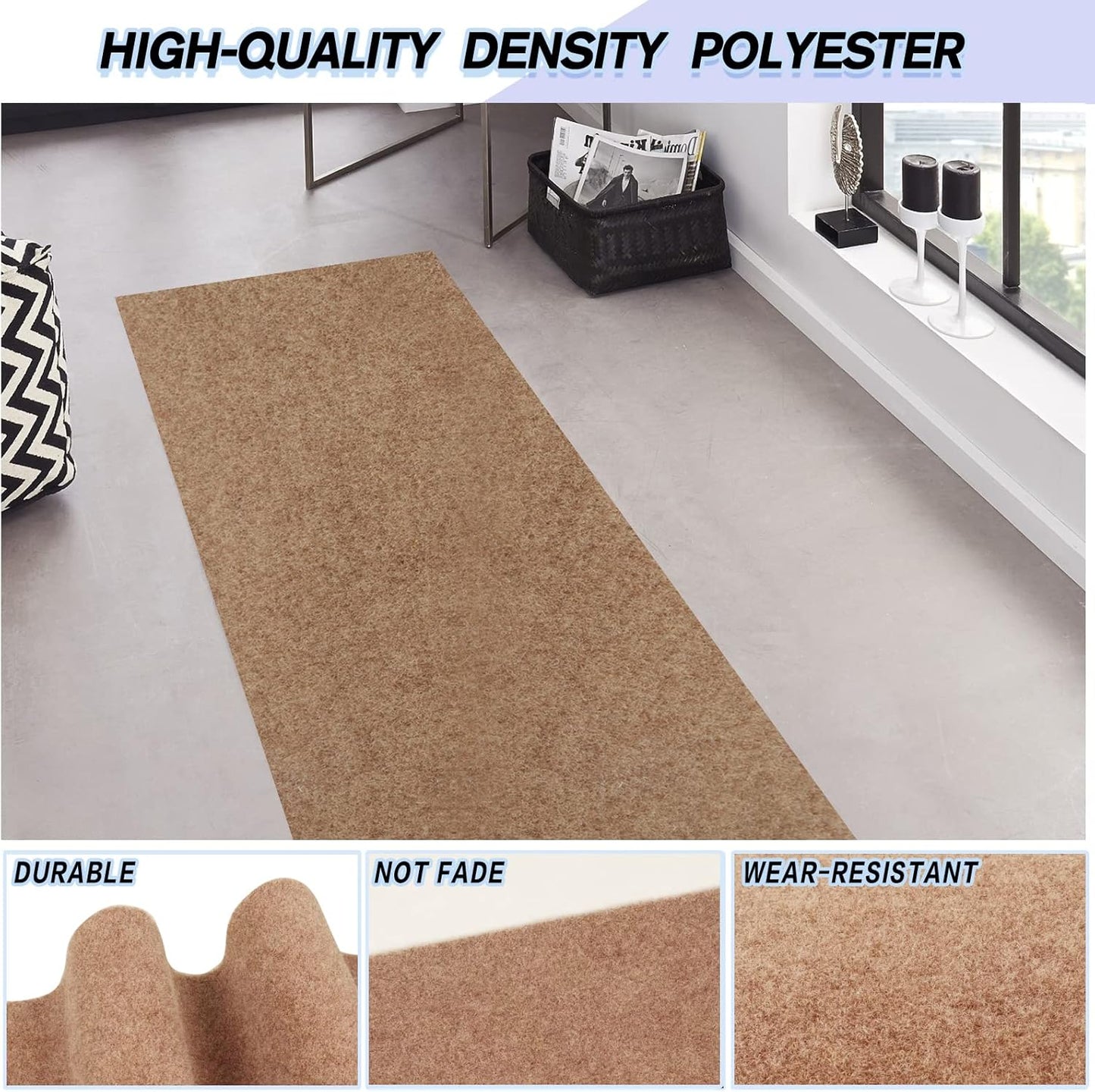 Custom Size Backed Non-Slip Area Rugs Runner, Easy Clean, Waterproof Runner Rugs for Hallway Entryway, Kitchen, Laundry, 4FT x 10FT, Beige