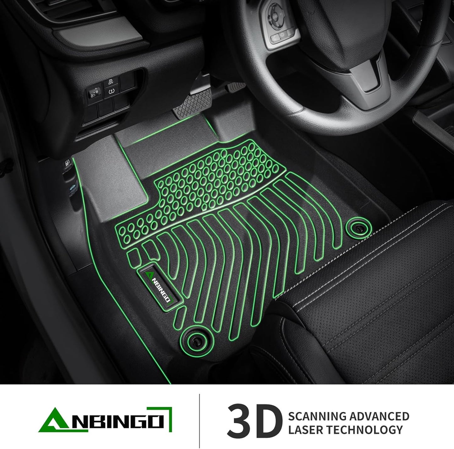 ANBINGO®- Floor Mats & Backseat Cargo Liner for 2025 2026 Nissan Kicks SV/SR (Not fit Kicks S Model),TPE All Weather Car Mat for 2025 Nissan Kicks Accessories-Black